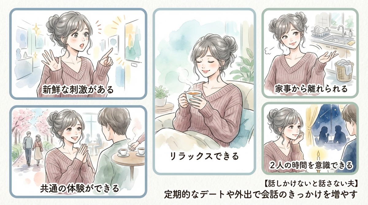 定期的なデートや外出で会話のきっかけを増やす