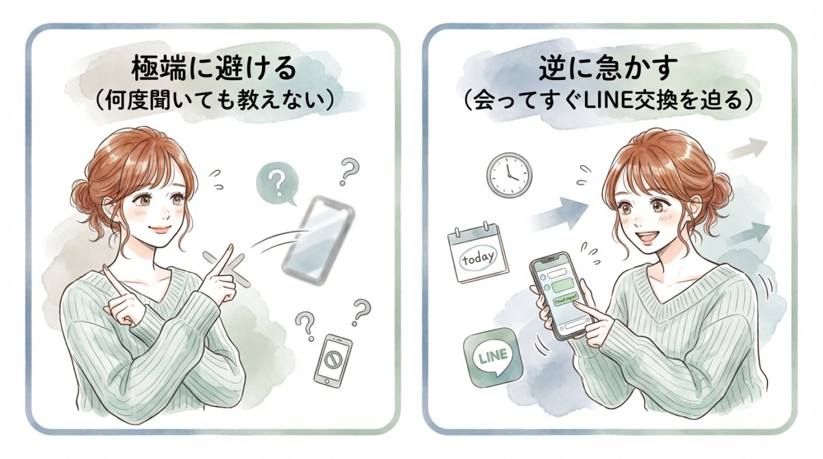 連絡先交換を極端に避ける・急かす行動パターン