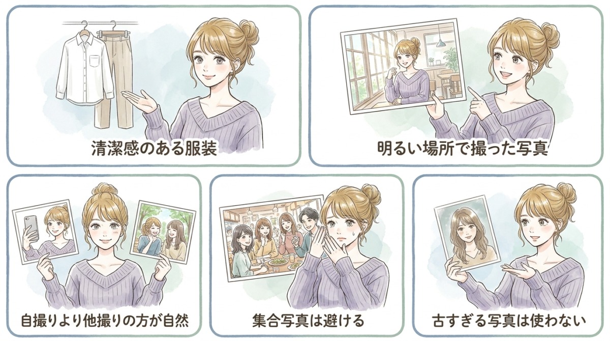 写真選びと加工の使い分けで身バレを防ぎながら雰囲気を伝える