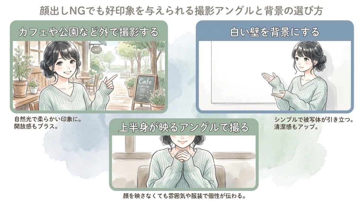 顔出しNGでも好印象を与えられる撮影アングルと背景の選び方