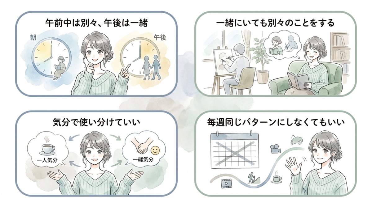ひとりの時間と一緒の時間をゆるく使い分ける