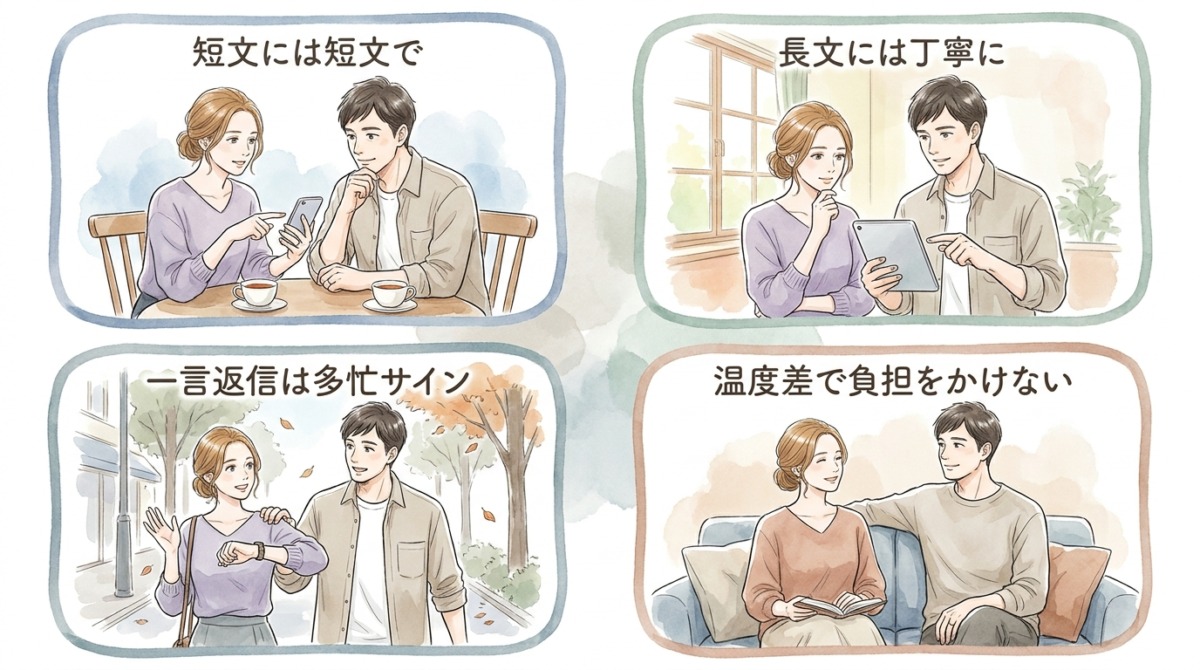 メッセージの温度感を相手に合わせて調整できている