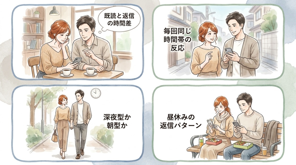 相手の返信タイミングから「連絡可能な時間帯」を読み取っている