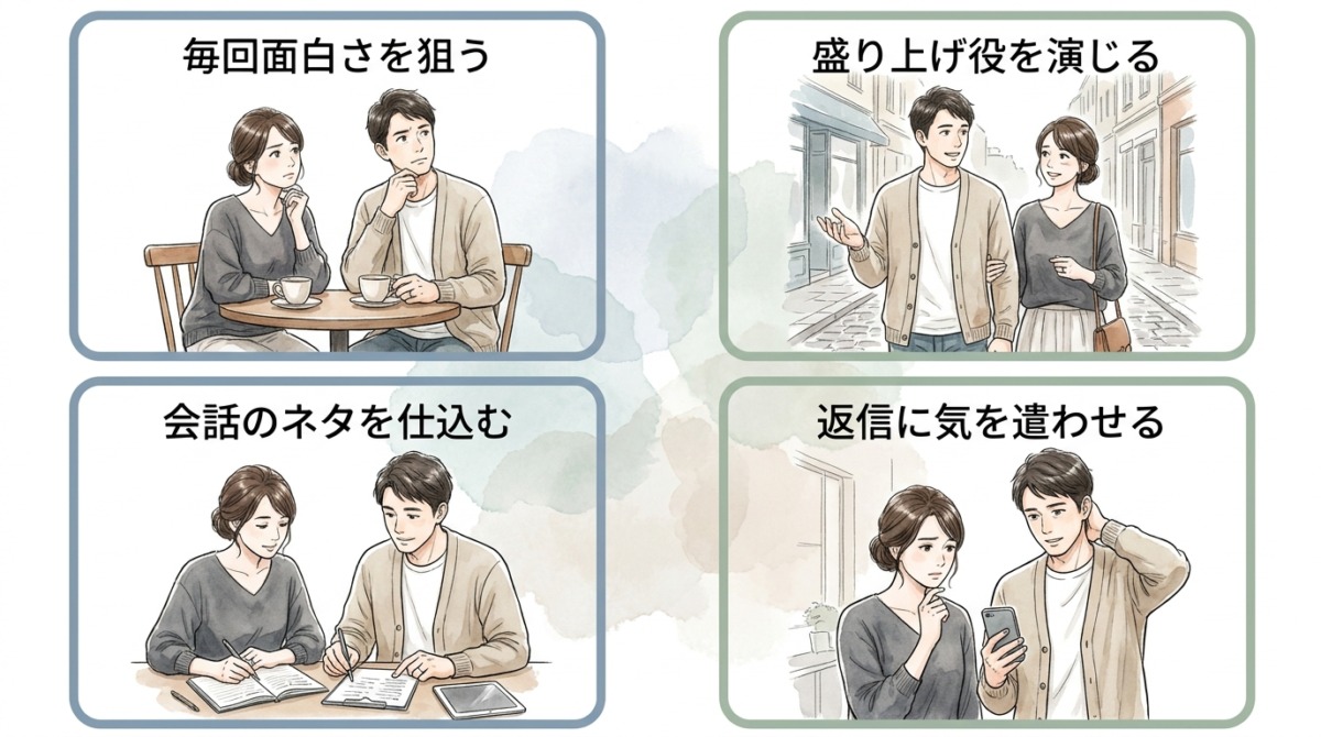 「楽しませなきゃ」と力んでしまい会話が不自然になっている