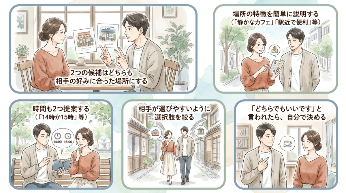 候補を2つ提示して相手に選択権を持たせる